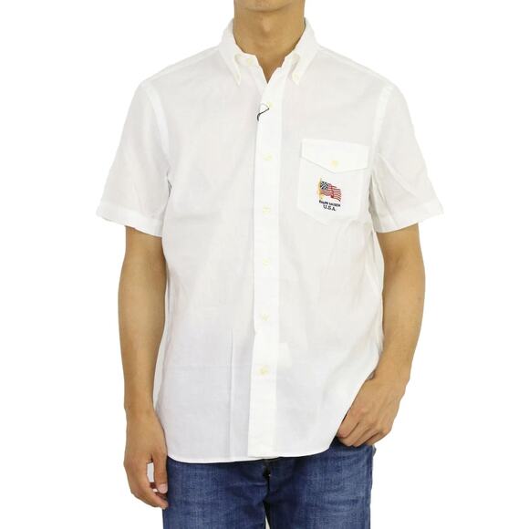 Polo Ralph Lauren USA Flag Linen Blend Button Shirt Mens Size Small NEW - Picture 1 of 8